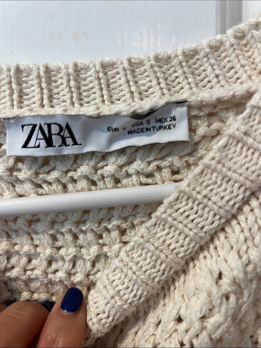 Zara Ivory Crochet Puff Sleeve Top - Picture 3 of 5